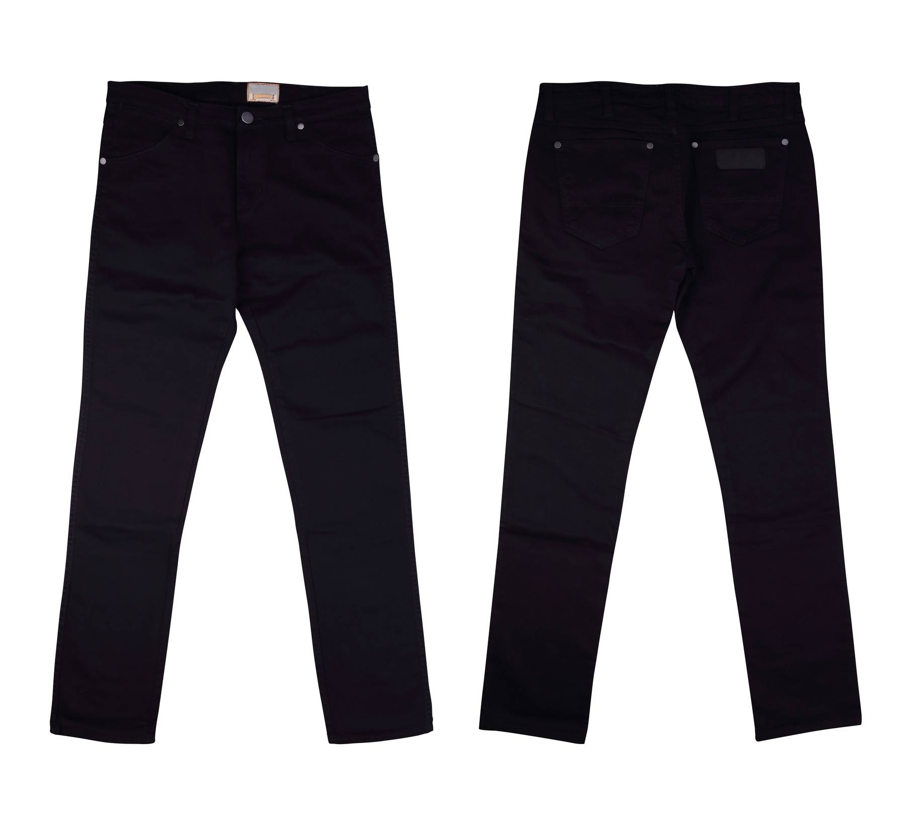 Isolated front and back black jeans